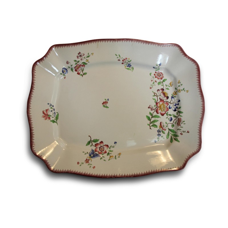 Eine rechteckige Schale mit „Barbotine“-Blumendekor - Moinat - Porzellan Eine rechteckige Schale mit „Barbotine“-Blumendekor - Moinat - Porzellan