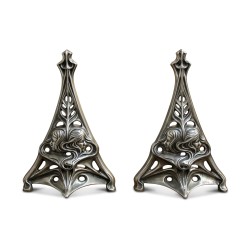 A pair of \"Liberty\" bronze andirons. French work