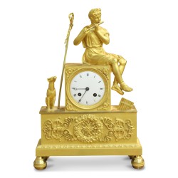 Eine Uhr „Der Flötenspieler und der Hund mit der Schleife“