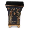 A black and gold metal planter with floral decor - Moinat - Flowerpot holders, Interior planters