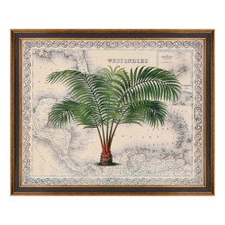 A \"Vegetal\" painting under glass with a wooden frame