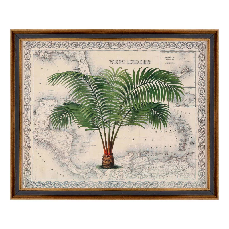 A \"Plant\" painting under glass with a wooden frame - Moinat - Painting - Miscellaneous