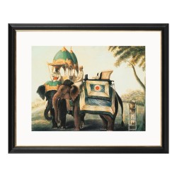 An \"Elephant\" painting (right) glass with wooden frame