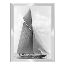 An \"Americas Cup\" painting under glass with a metal frame