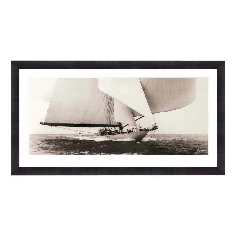 Ein „Segelboot“-Gemälde unter Glas mit Holzrahmen - Moinat - Gemälden - Verschieden