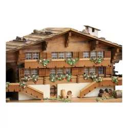 A model of a wooden Swiss chalet