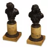 A pair of bronze busts of Voltaire and Rousseau - Moinat - Living of lights