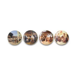 A set of four \"Scene of life\" plates