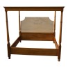 Canopy bed in patinated beech with 4 turned columns, headboard - Moinat - Bed frames