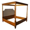 Canopy bed in patinated beech with 4 turned columns, headboard - Moinat - Bed frames