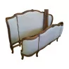 张路易十五篮床，采用白色和胡桃木色的生锈山毛榉制成， - Moinat - 床框架