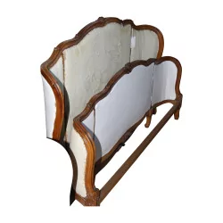 张路易十五篮床，采用白色和胡桃木色的生锈山毛榉制成，