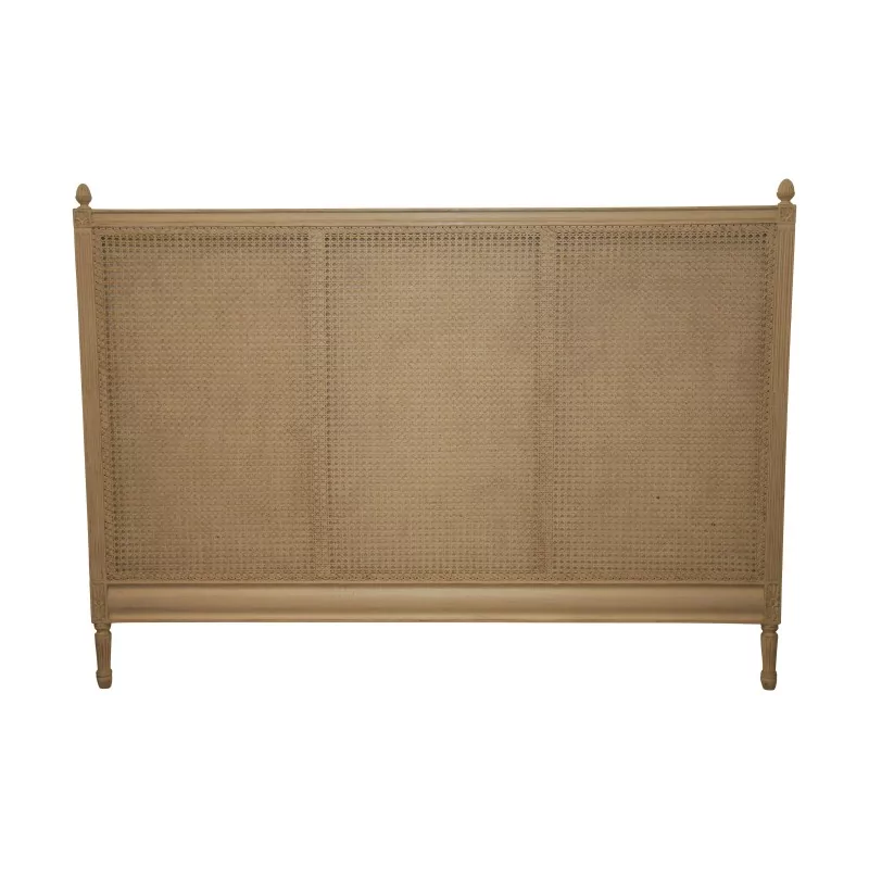 cane headboard in white painted wood with antique finish. - Moinat - Headboards