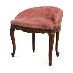 路易十五梳妆椅，胡桃木锈色山毛榉制成