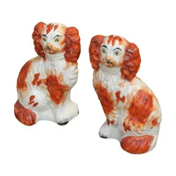 A pair of staffordshire \"Pagnol\" dogs