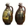 A pair of brown ceramic whiskey decanters - Moinat - Decorating accessories