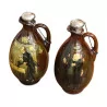 Une paire de carafes à whisky en céramique brun - Moinat - Accessoires de décoration