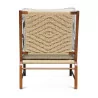Two straw armchairs with printed cushions - Moinat - Armchairs