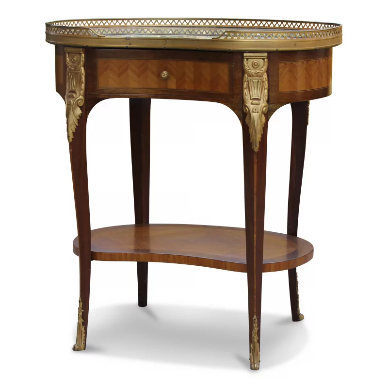 A kidney table in inlaid rosewood - Moinat - End tables, Bouillotte tables, Bedside tables, Pedestal tables