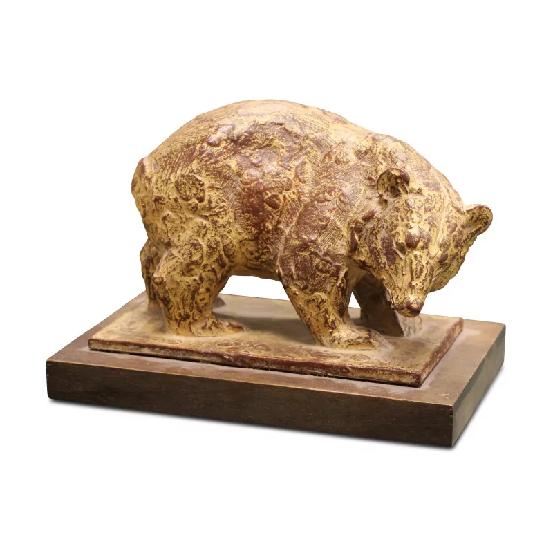 A painted \"Bear\" ceramic signed Pierre Blanc - Moinat - Bronzes