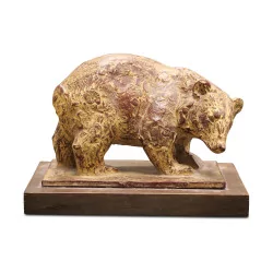 A painted \"Bear\" ceramic signed Pierre Blanc