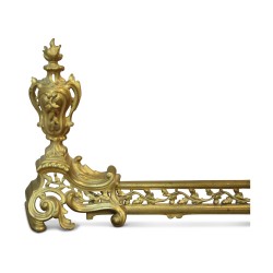 a pair of andirons in gilded bronze