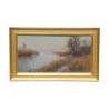 A painting \"Mouth of the Rhône in Lake Geneva\" - Moinat - Painting - Landscape