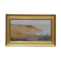 An oil on canvas \"View of Lavaux\" signed Parisod