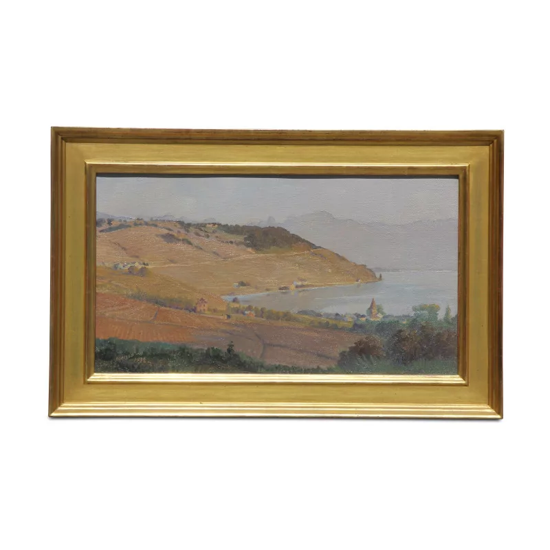 Une huile sur toile "Vue du Lavaux" signé Parisod - Moinat - Tableaux - Paysage