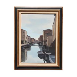 An oil on canvas \"Chioggia\" signed Jean-Pierre Stauffer