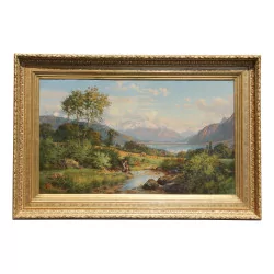 A painting signed Charles Jones Way. (1834-1919)