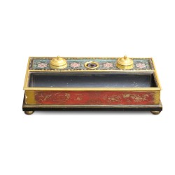 A cloisonné and gold-lacquered table inkwell