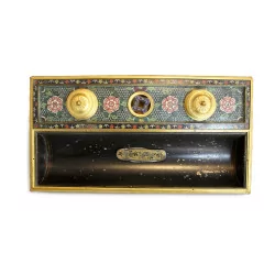 A cloisonné and gold-lacquered table inkwell