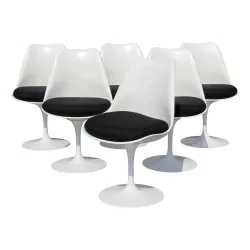 Six chaises "Saarinen de Knoll" colorie blanc