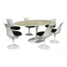 Une table "Eero Saarinen" plateau marbre blanc - Moinat - Tables de salle à manger