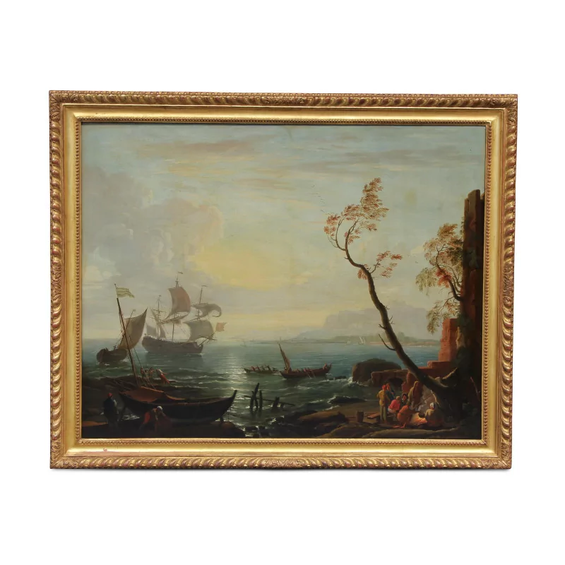 A \"Maritime Port\" painting in the style of Vernet. - Moinat - Painting - Landscape
