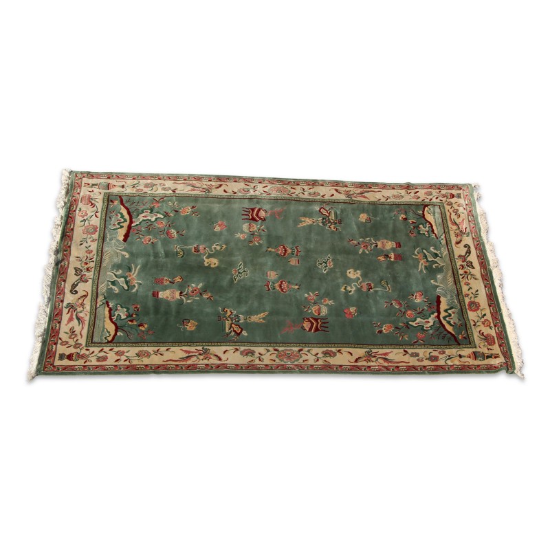 thick carpet with Japanese decorations in green, pink, white, - Moinat - Rugs thick carpet with Japanese decorations in green, pink, white, - Moinat - Rugs