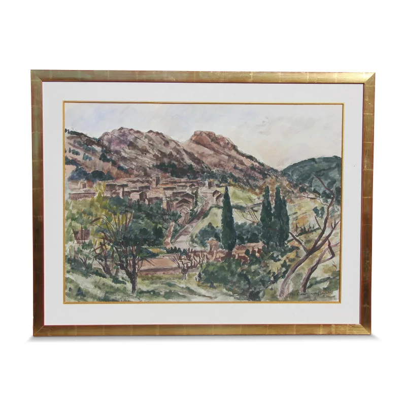A painting “Provencal village” signed Dunoyer - Moinat - Painting - Landscape