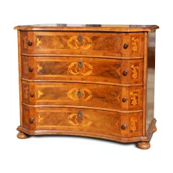 A Basel Louis XIV walnut chest of drawers
