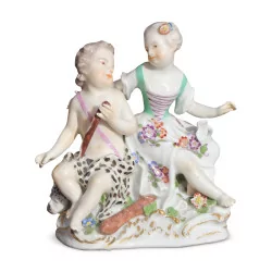 Une sculpture en porcelaine peinte