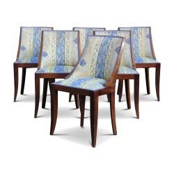 A set of six beech gondola seats