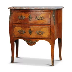 A Louis XV chest of drawers, marble top