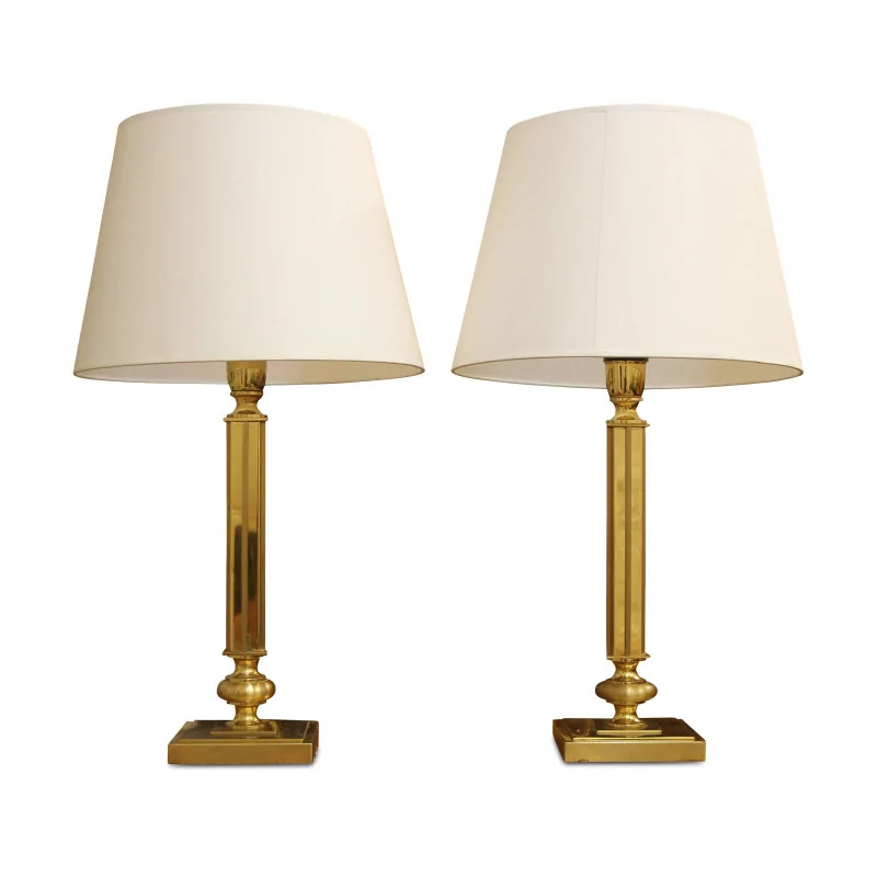 Pair of modern SAXER column lamps. Acorn Switzerland, towards - Moinat - Table lamps