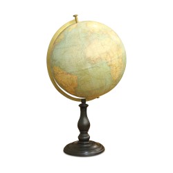 A world map and wooden base, circa 1880