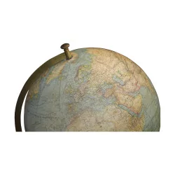 A world map and wooden base, circa 1880