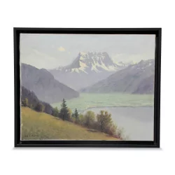 A work \"Lake view\" signed ED de Madelin