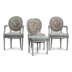 A set of gray lacquered Louis XVI seats
