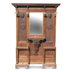 Eine Garderobe aus Buche und vergoldeter Bronze