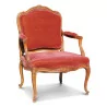 Ein Sitz aus geformtem Walnussholz mit rosa Samt - Moinat - Armlehnstühle, Sesseln