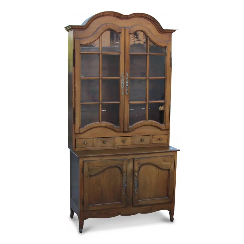 A glazed walnut cabinet, four openings - Moinat - Bookshelves, Bookcases, Curio cabinets, Vitrines